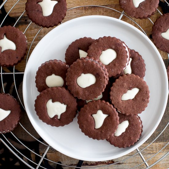 Spooky Chocolate Linzer Cookies