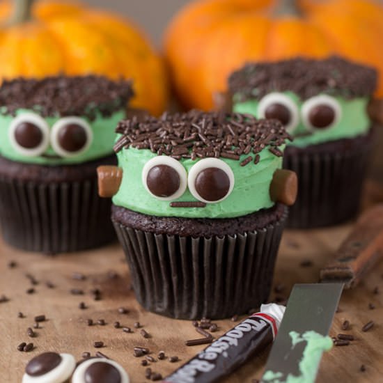 Cute Frankenstein Cupcakes