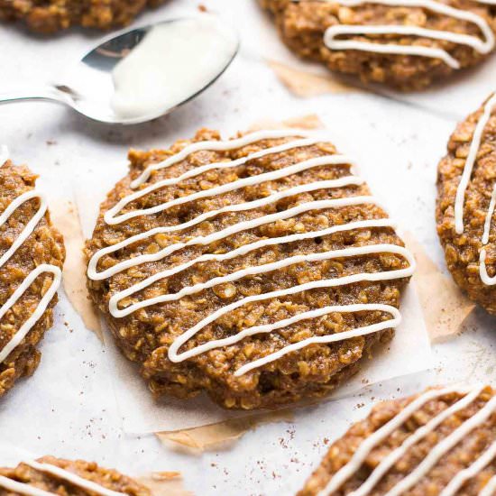 Iced Gingerbread Oatmeal Cookies