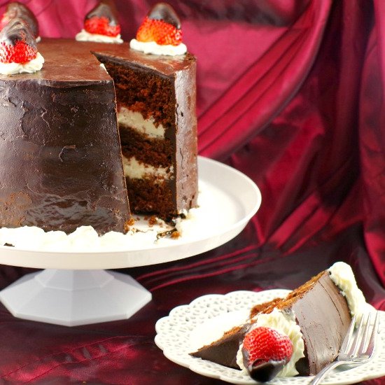 Red Wine Strawberry Chocolate Cake