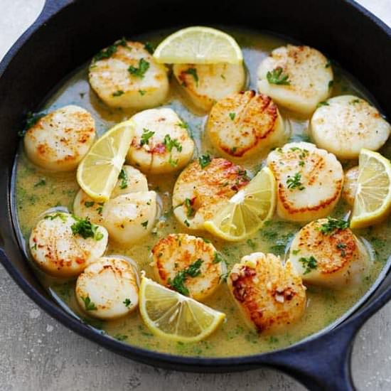 Lemon Sauce Garlic Butter Scallops