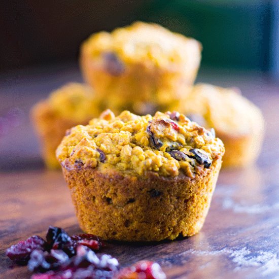 Cranberry Pumpkin Oatmeal Muffins