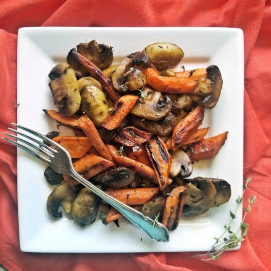 Roast Carrots and Mushrooms