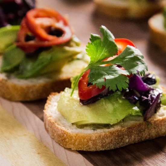 Charred Cabbage + Avo Crostini