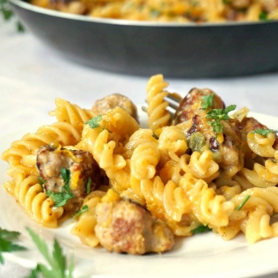 Butternut squash sausage pasta