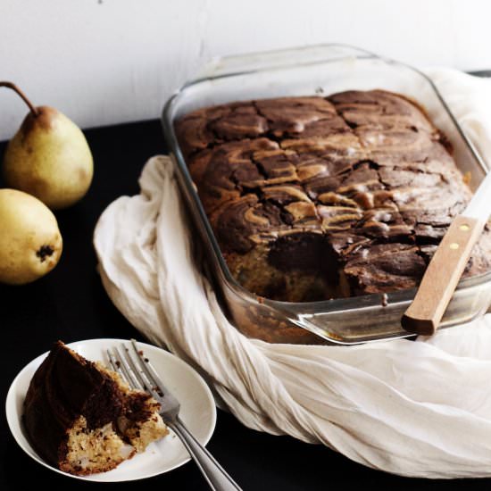 Pear + Dark Chocolate Marble Cake