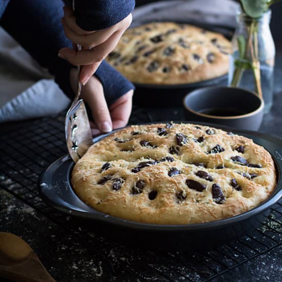 Parmesan Olive Focaccia w/ Rosemary