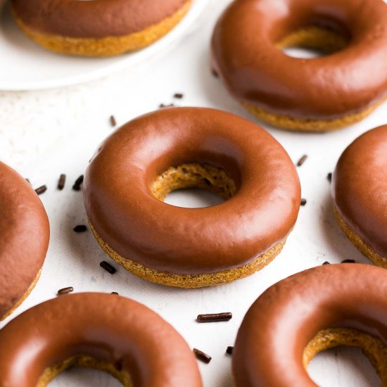 Pumpkin Donuts + Chocolate Glaze