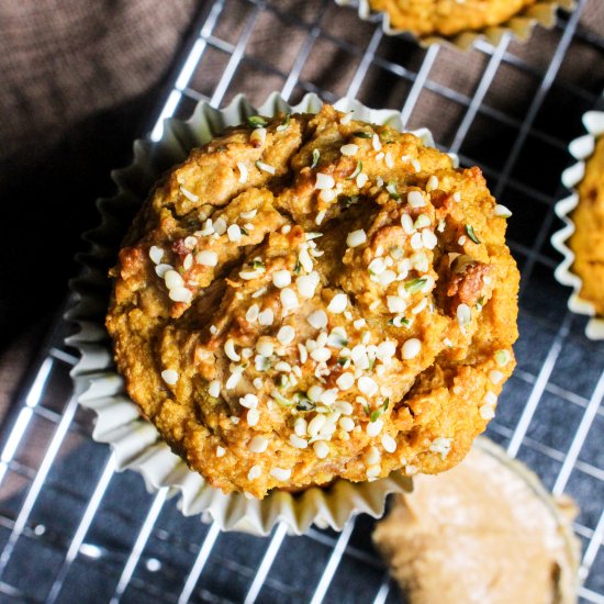 CASHEW BUTTER SWIRL PUMPKIN MUFFINS