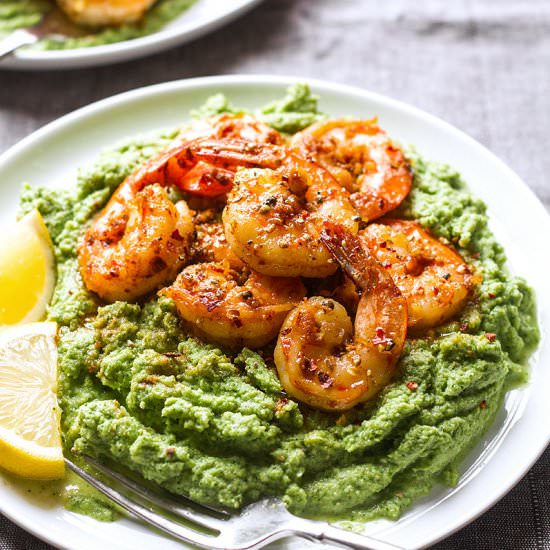 Spicy Shrimp with Broccoli Mash