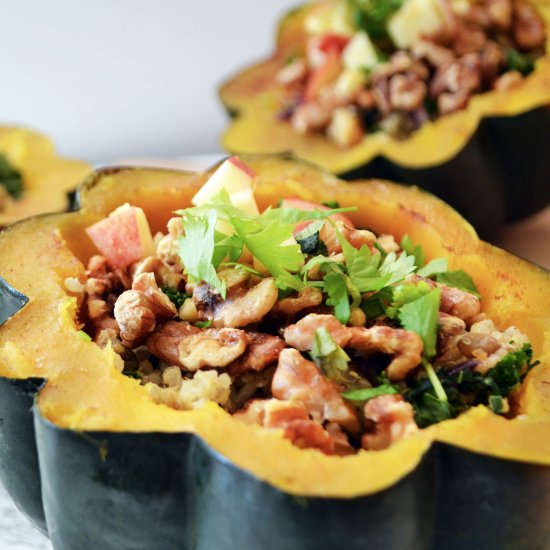 Quinoa Apple Kale Stuffed Squash