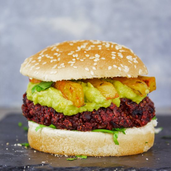 Beetroot, quinoa burger