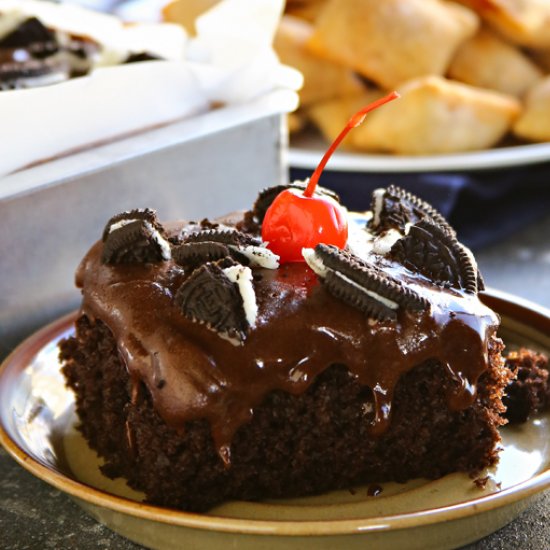 Chocolate Oreo Cherry Coke Cake