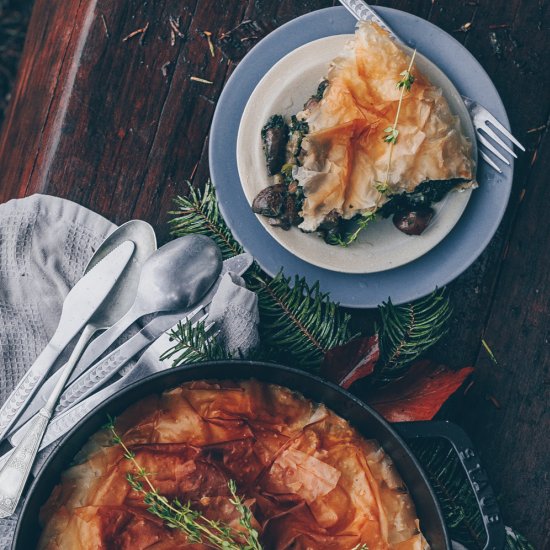 Turkish Börek Pie with Mushrooms