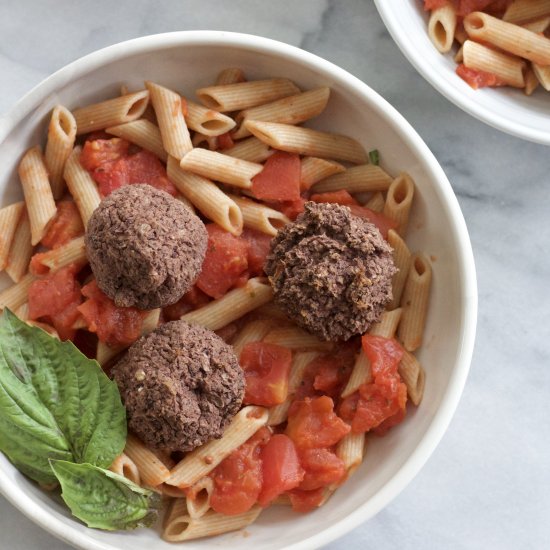 Spaghetti and Black Bean Meatballs