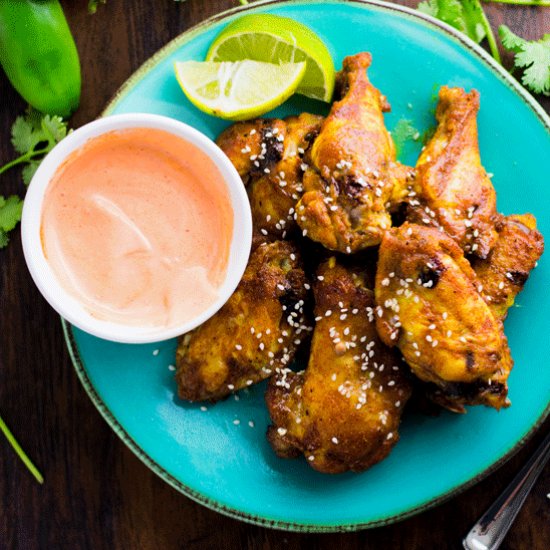 Baked Mango Curry Chicken Wings