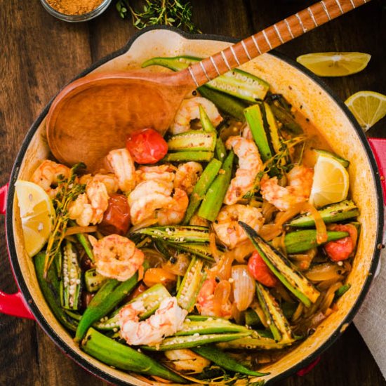 Cajun Charred Okra and Shrimp