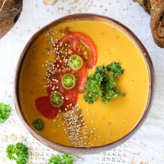 Chilled Carrot Avocado Miso Soup