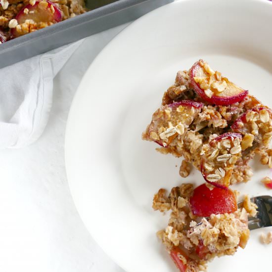 Spiced Plum & Walnut Baked Oatmeal