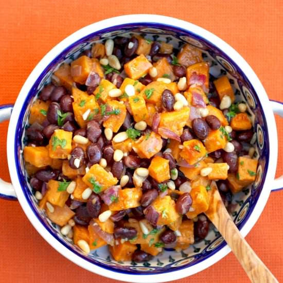 Roasted Sweet Potatoes and Beans