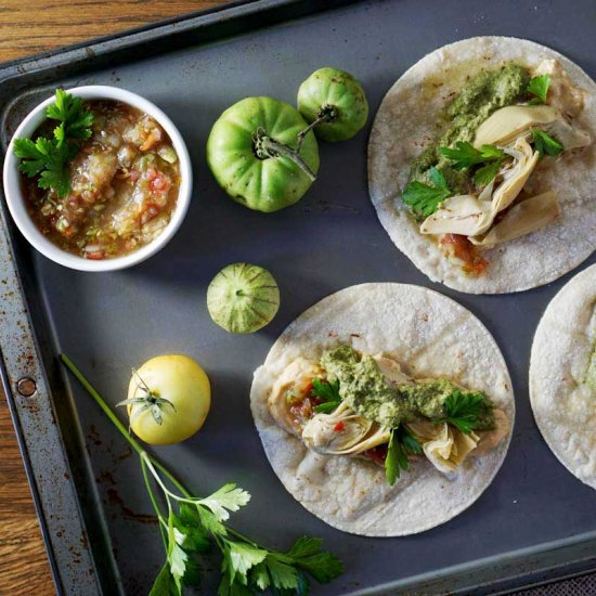 Vegan Artichoke Hummus Tacos