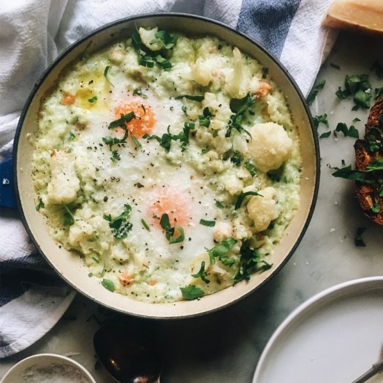 Cauliflower and Chickpea Baked Eggs