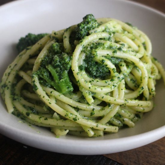 Bucatini + Kale Pesto and Pecorino