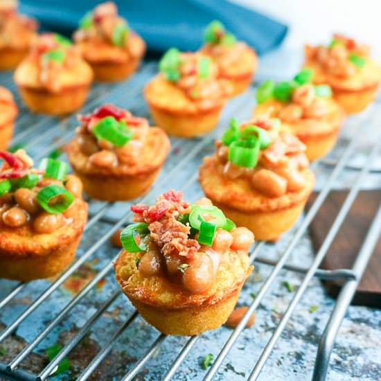 baked bean and cornbread bites