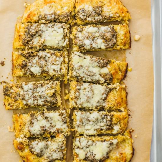 Cauliflower flatbread with pesto