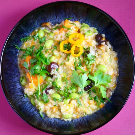 Pumpkin Chestnut Edamame Risotto