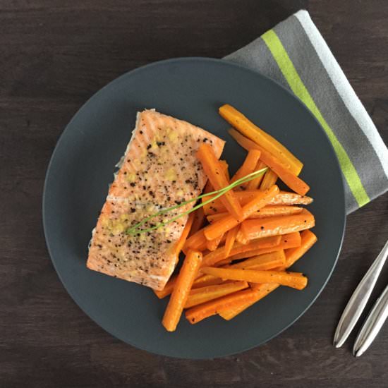 Oven-baked Salmon with carrot fries