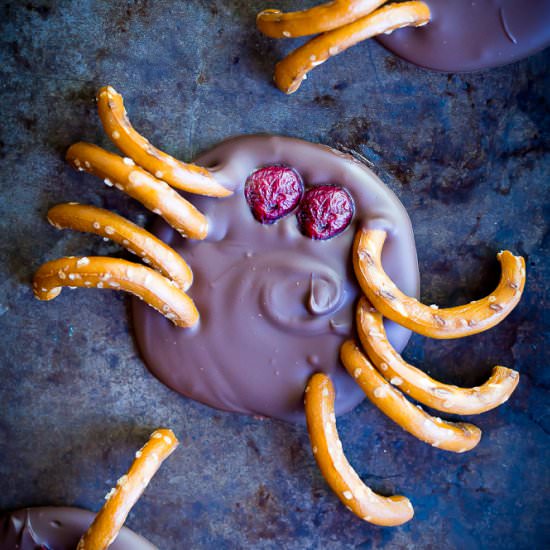 3 Ingredient Chocolate Bark Spiders