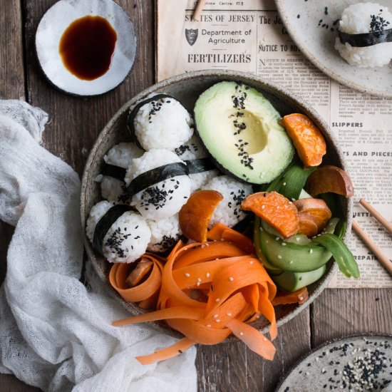 Vegan sushi onigiri bowl