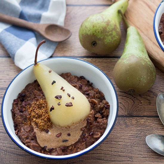 Chocolate Porridge & Poached Pear