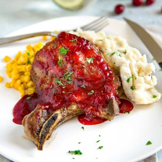 Cranberry Glazed Pork Loin Chops