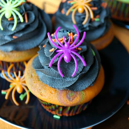 Halloween marble cupcakes