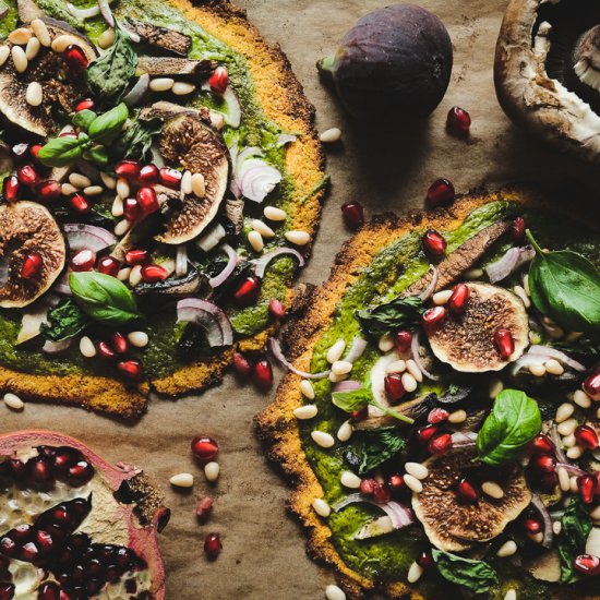 Vegan butternut pizza with spinach