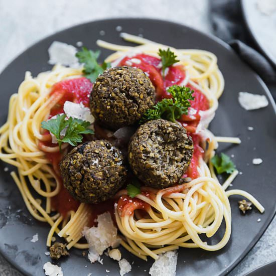 Spaghetti and Lentil Meatballs