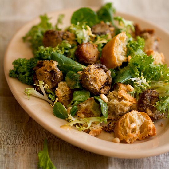 Baked Mushroom & Broken Bread Salad