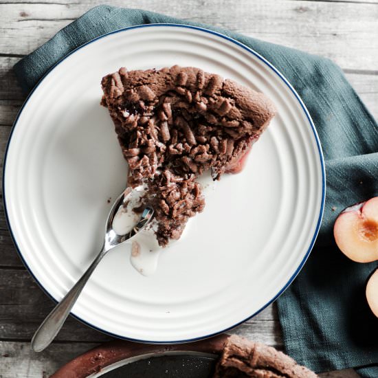 Chocolate and Plum Crumble Tart