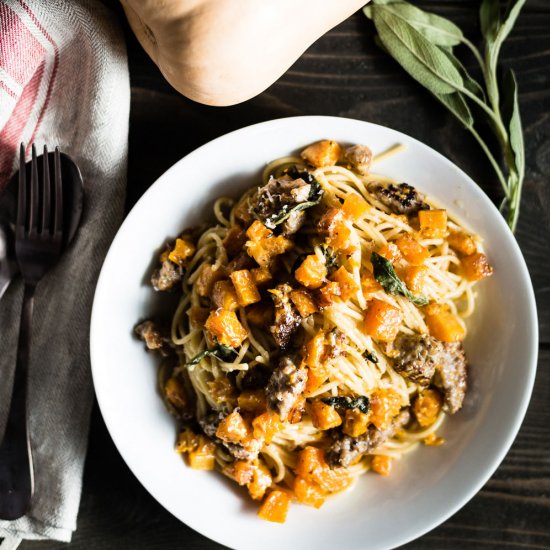 Butternut Squash and Sausage Pasta