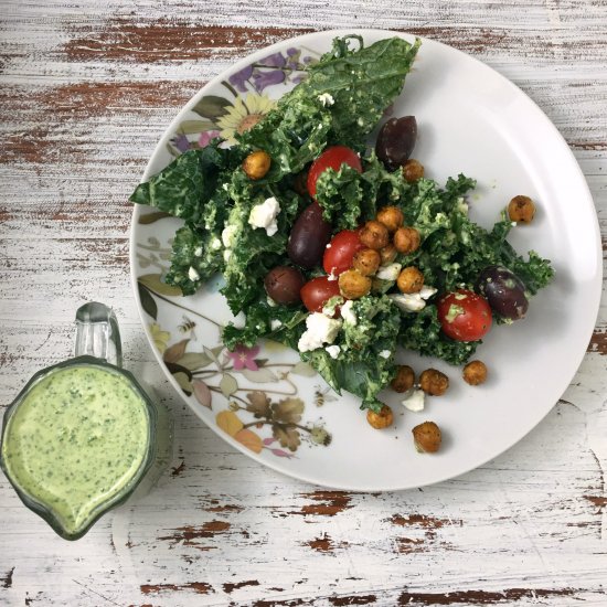 Kale Salad with Chickpeas & Feta