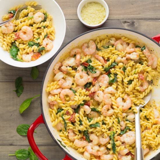 Fusilli & Prawns in Tomato Cream