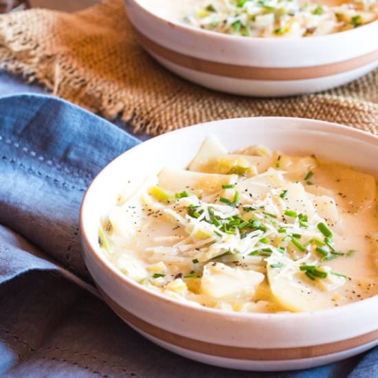 Potato Leek Soup with Hatch Chilies