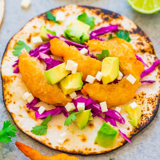 Beer Battered Shrimp Tacos