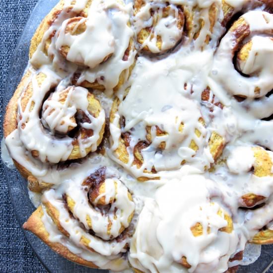 Bourbon Glazed Pumpkin Cinnamon Bun