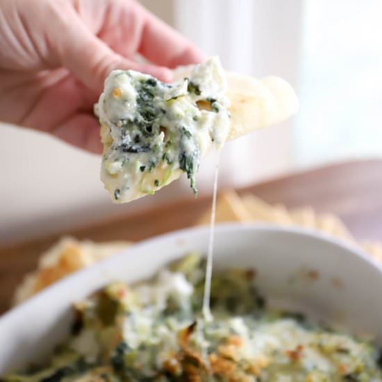 Four Cheese Spinach Artichoke Dip