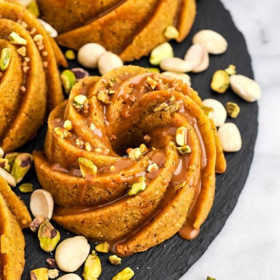 Pistachio Orange Caramel Mini Bundt