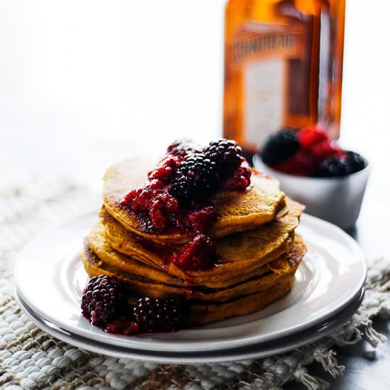 Pumpkin Pancakes with Berry Compote