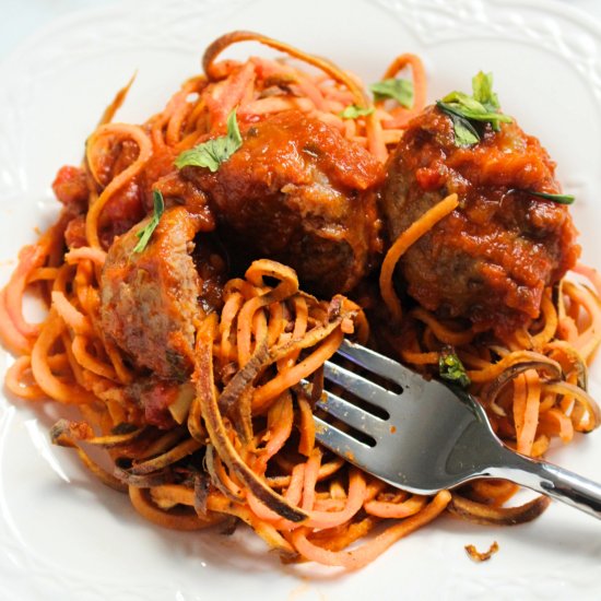 Sweet Potato Spaghetti and Meatball